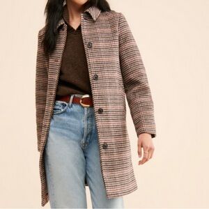 Scotch & Soda Brown Plaid Wool Coat
